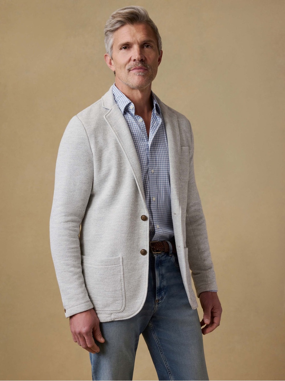 Faherty Brand Men’s Small Gray Cotton Knit Sweater Blazer Jacket